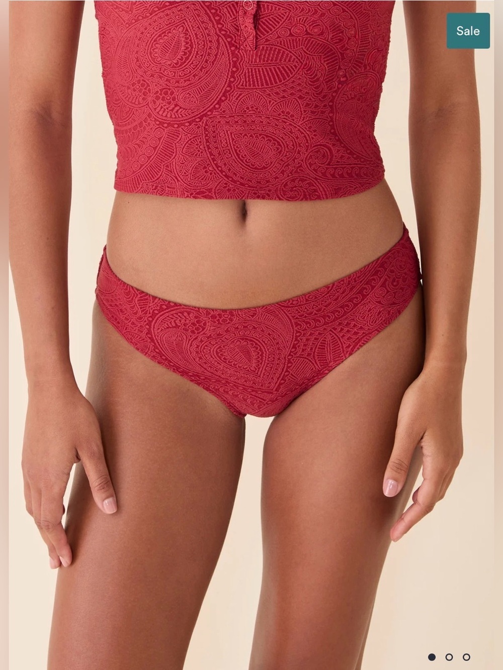 NWT Andie The Classic Bikini Bottom in Paprika Paisley , Large